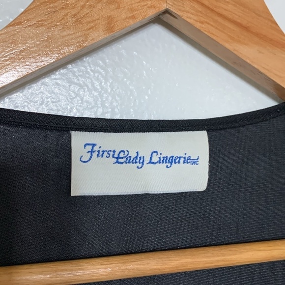 Vintage First Lady Lingerie Nylon Black Leopard Print 2Pc Night Gown Set 1X - Picture 4 of 7